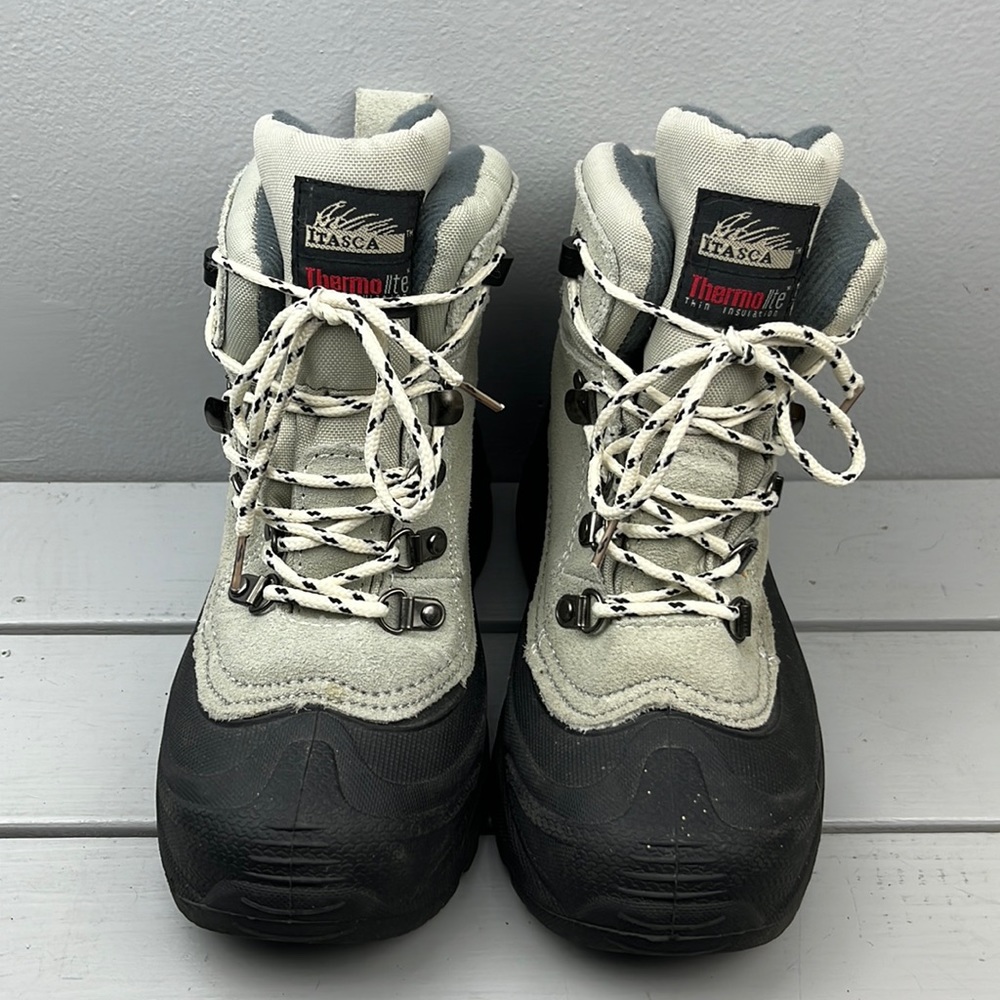 Itasca Ice House Womens Off-White Leather Rain\Snow Boots Size 6 Thermo-Lite